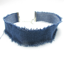 Frayed  Blue Denim Collar Choker