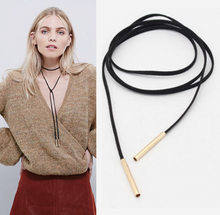 Leather Wrap Choker - Gold and Rose Gold Ends