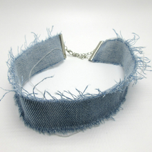Frayed  Blue Denim Collar Choker